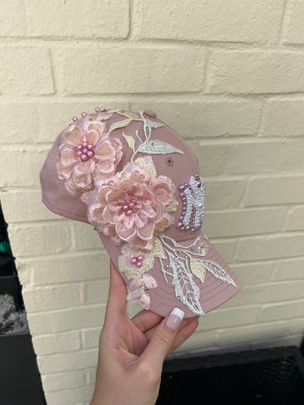 Reworked Pink Flower NY Yankees cap (Copy)