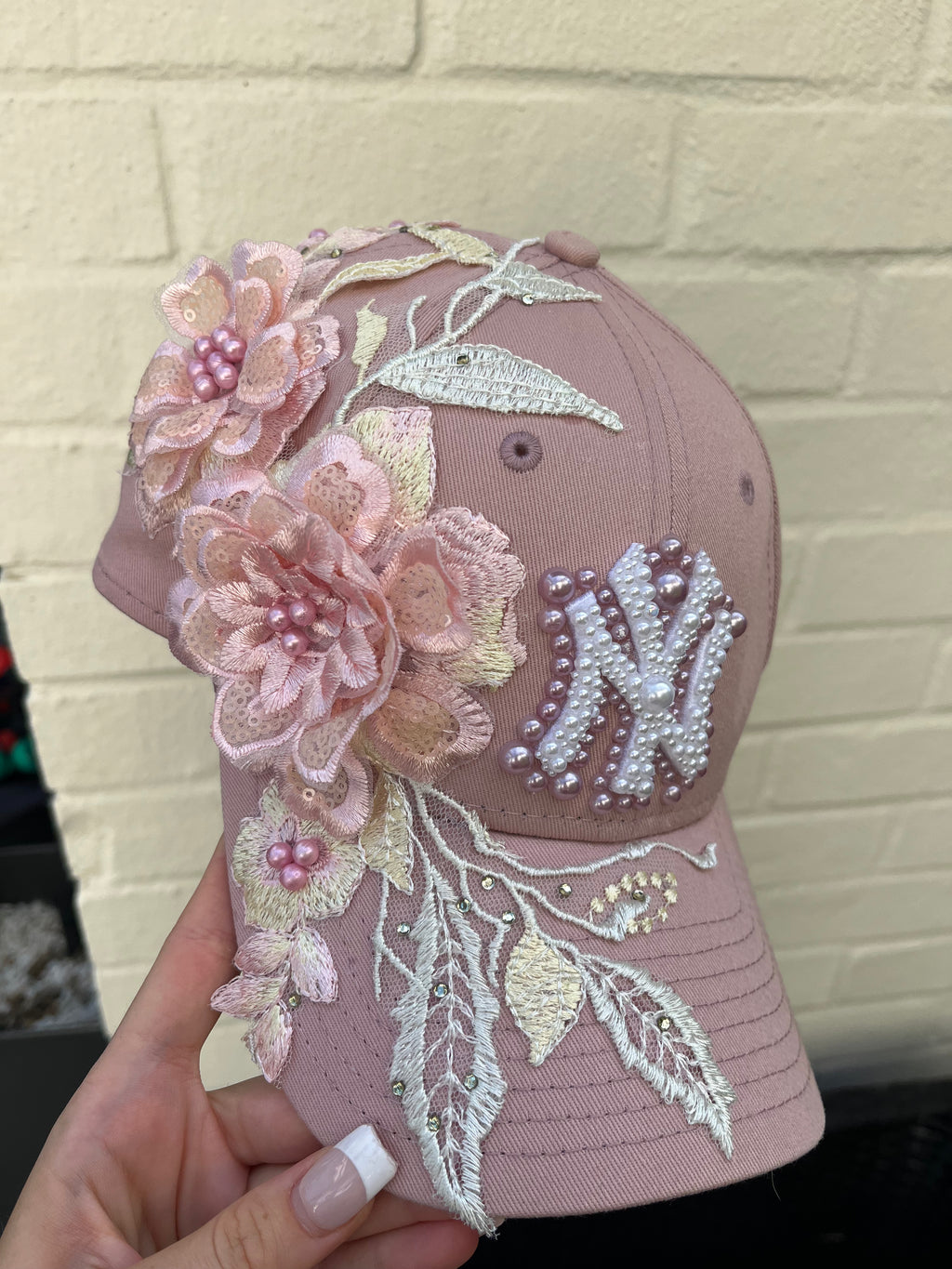Reworked Pink Flower NY Yankees cap (Copy)