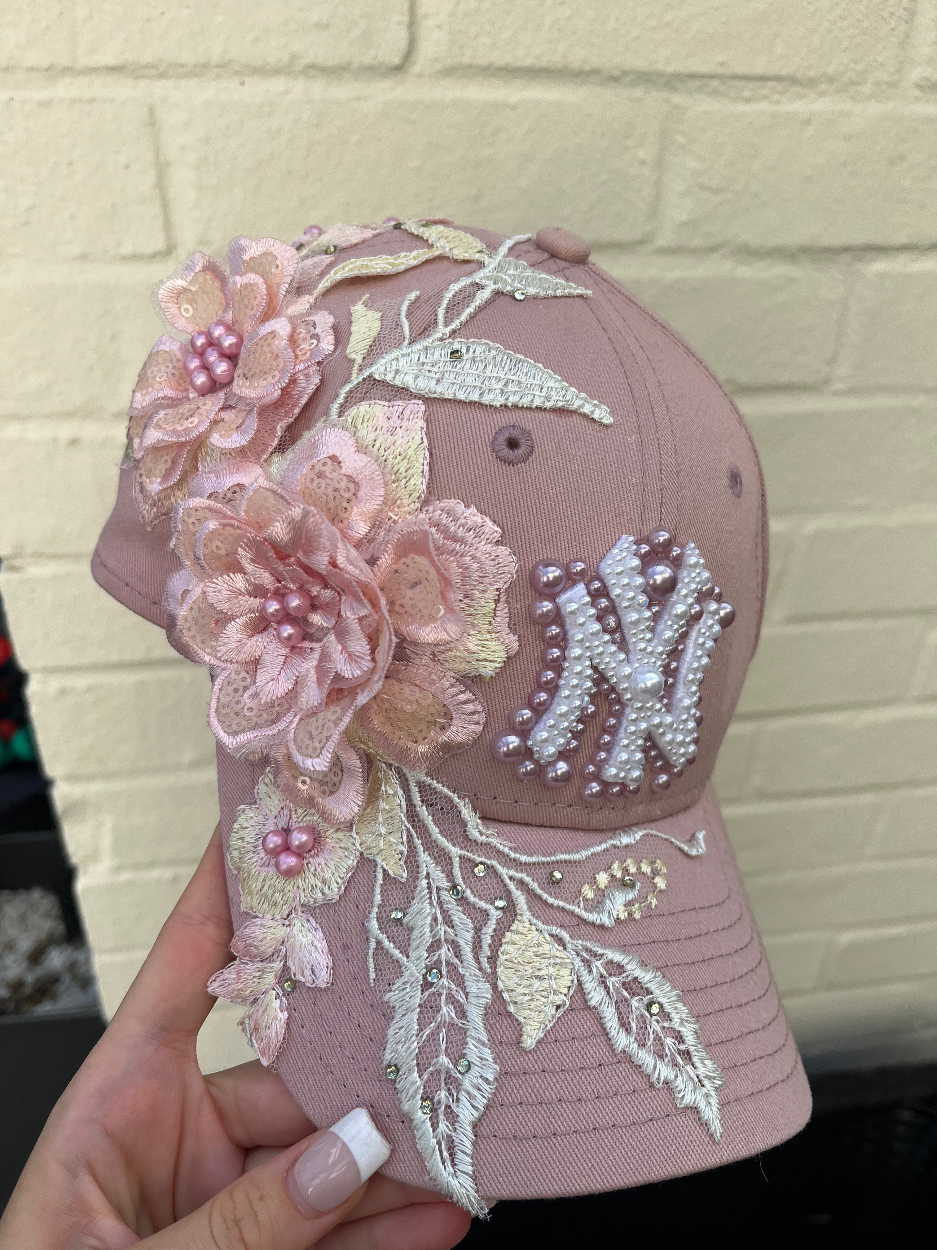 Reworked Pink Flower NY Yankees cap (Copy)