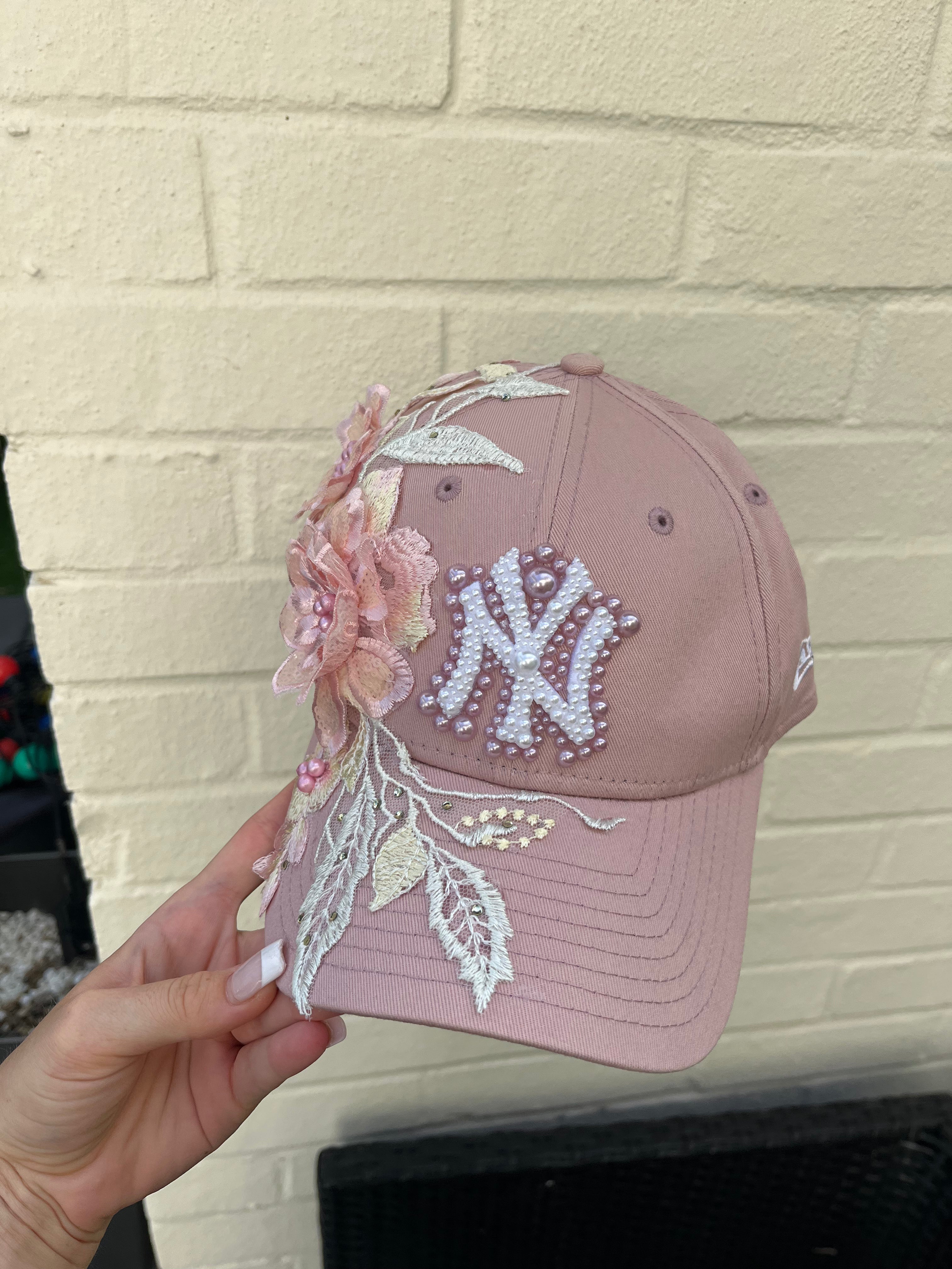 Reworked Pink Flower NY Yankees cap (Copy)