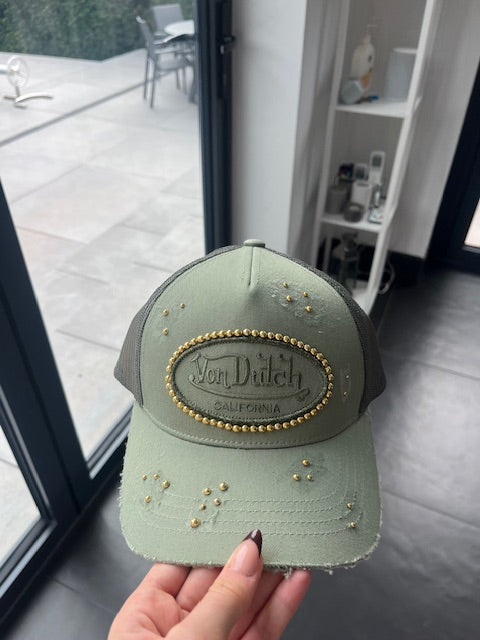 Von dutch khaki gold pearled cap
