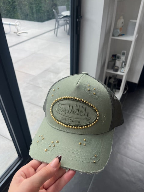 Von dutch khaki gold pearled cap