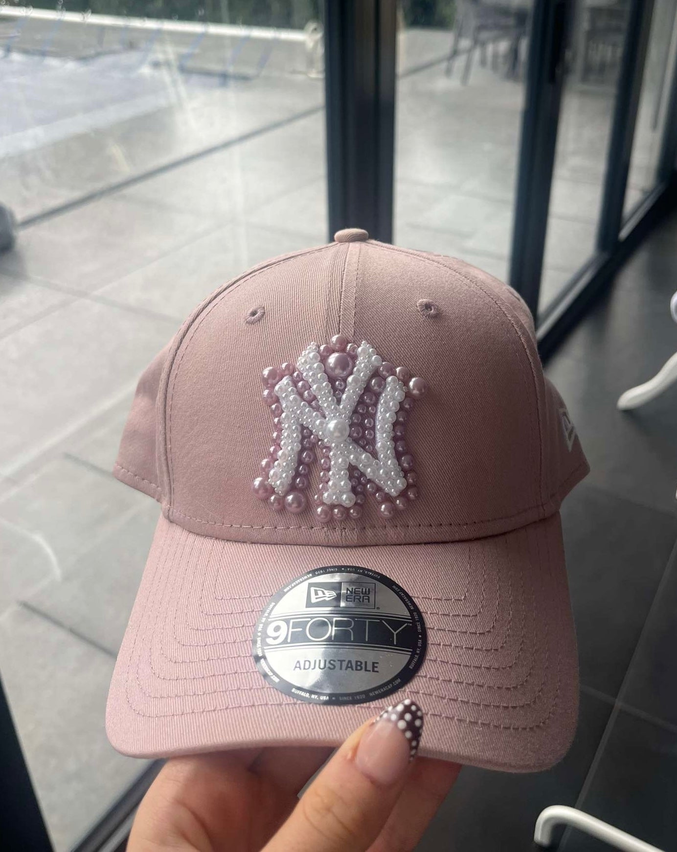 Pink pastel pearled logo New York Yankees cap