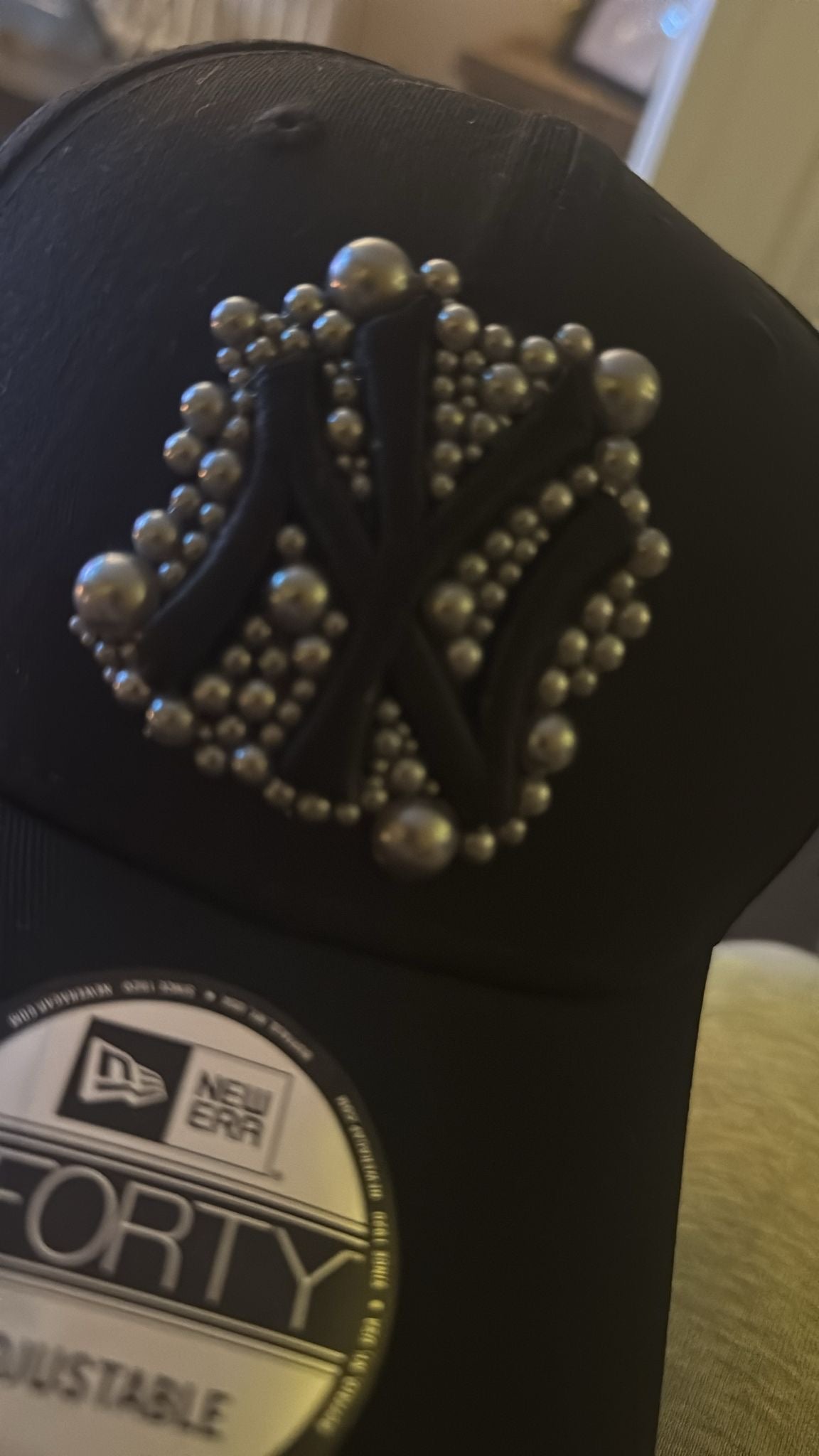 Black grey pearled logo New York Yankees Cap