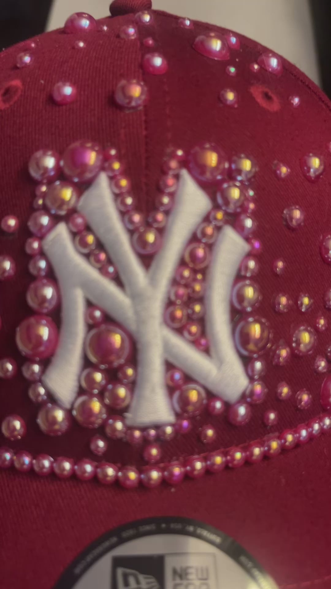 Burgundy pearled New York Yankees Cap